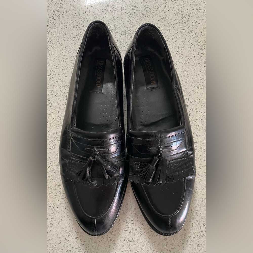 Black Leather Slip-On Loafers with Polished Finish